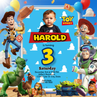 Blue Kids Birthday Party Instagram-opslag Template