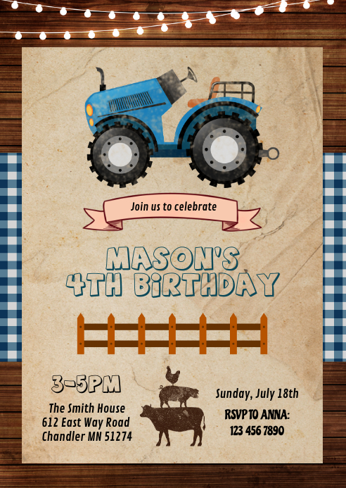 Modele Bleu Tracteur Anniversaire Fete Invitation Postermywall Modele Bleu Tracteur Anniversaire Fete Invitation Postermywall
