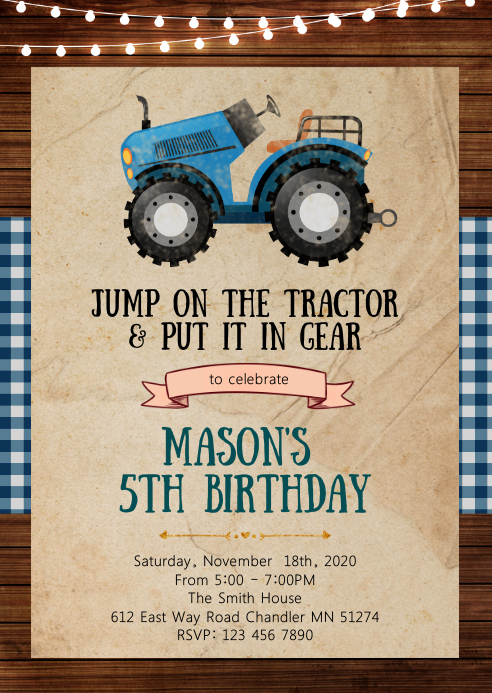 Modele Bleu Tracteur Anniversaire Fete Invitation Postermywall Modele Bleu Tracteur Anniversaire Fete Invitation Postermywall