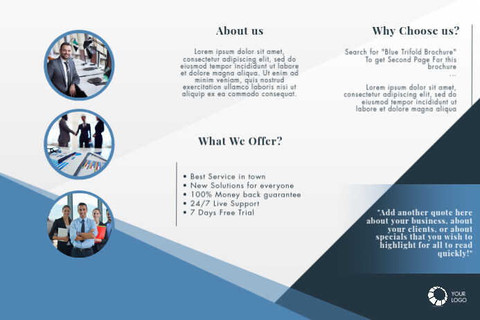 Blue Trifold Brochure Template Postermywall