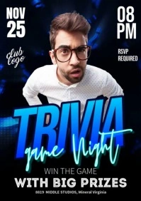 Blue Trivia Night A4 template