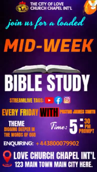 Purple Bible Study Event งานแสดงผลงานแบบดิจิทัล Template