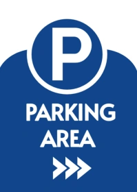 Blue Typographic Bold Parking Signage A6 template