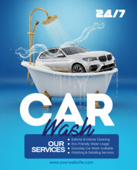 Blue Typographic Car Wash, Instagram Portrait template