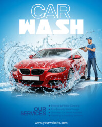 Blue Typographic Car Wash  Instagram Portrait template