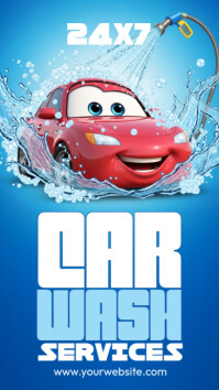 Blue Typographic Car Wash Service Instagram Story template