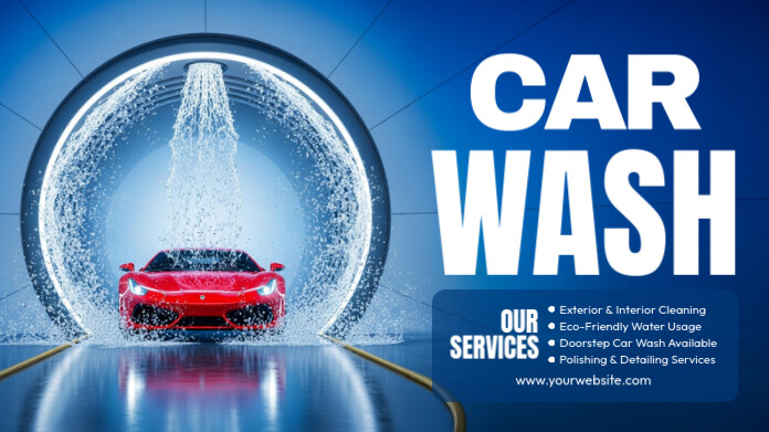 Blue Typographic Car Wash Twitter Post Twitter-bericht template