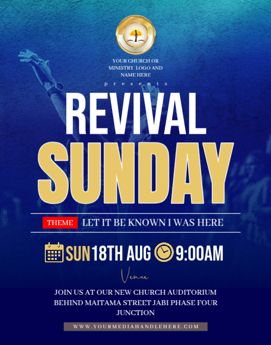 Blue Typographic Church Revival Sunday Event Poster/wallboard Template ...
