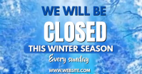 Blue Typographic Closed For Winter Video Flyer Facebook Shared Image template