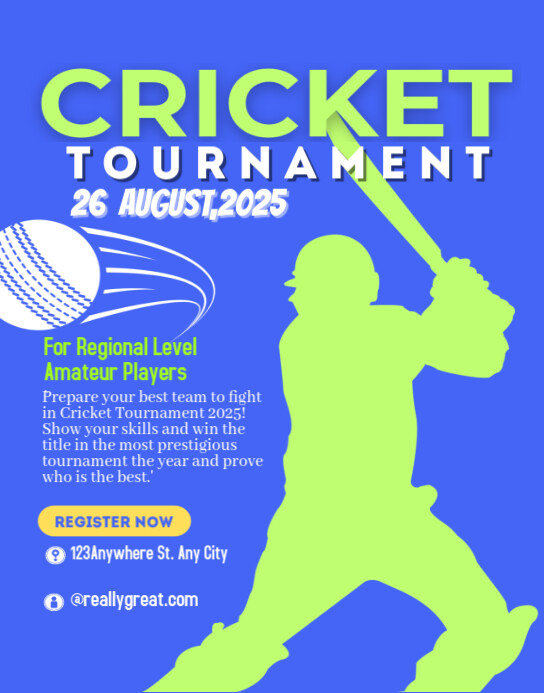 Blue Typographic Cricket Tournament  Poster/wallboard Plakat/vægtavle template