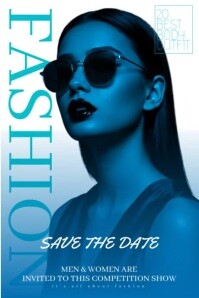 Blue Typographic Fashion Show – Save The Date Poster template