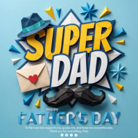 Blue Typographic Father's Day Square Video Quadrato (1:1) template