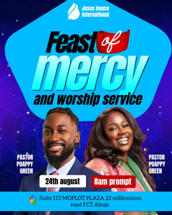 Blue Typographic Feast Of Mercy Worship Service Instagram Portrait ...
