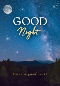 Blue Typographic Good Night Worship Sunday Album Covers  A4 template