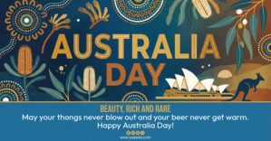 Blue Typographic Happy Australia Day Facebook Shared Image Isithombe Esabiwe ku-Facebook template