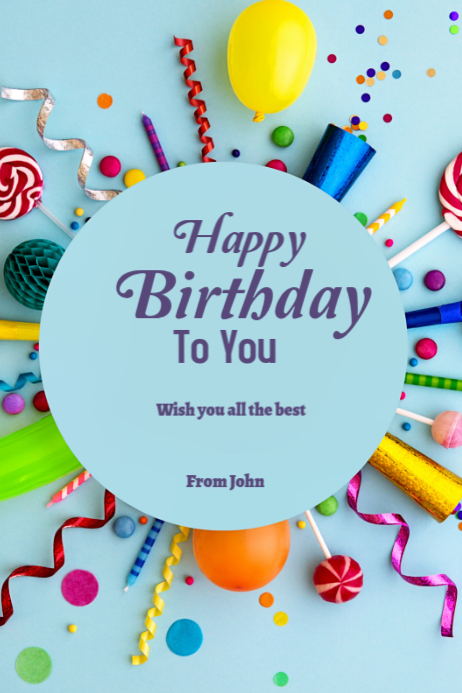 Plantilla de Blue Typographic Happy Birthday To You Design Poster ...