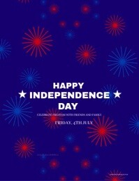 Blue Typographic Happy Independence Day America  Flyer (us Letter) template