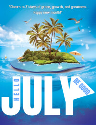 Biru July Greeting 传单(美国信函) Template
