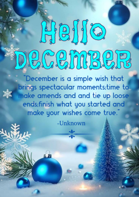 Blue December Greetings A4 Template | PosterMyWall