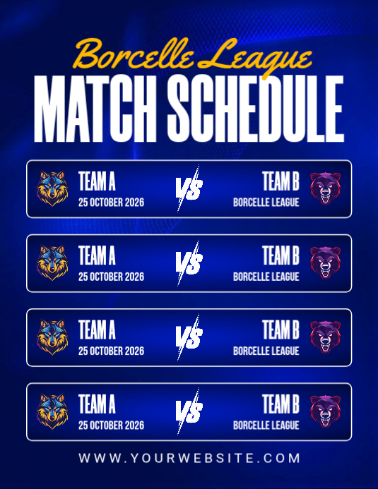 Blue Typographic League Match Schedule Flyer Template | PosterMyWall