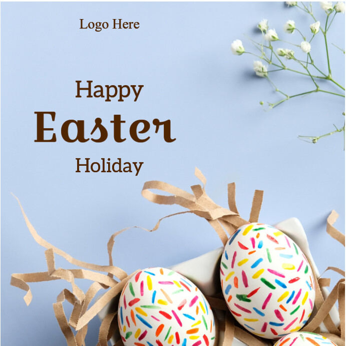 Blue Typographic Modern Minimal Happy Easter Flyer With Sea-blue Background Instagram Post Instagram-Beitrag template