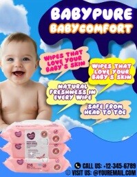 Blue Typographic Moisturizing Baby Wipes Flyer (us Letter) template