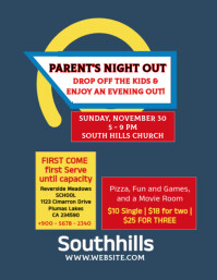 Blue Typographic Parents Night Out Flyer (us Letter) template