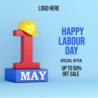 Blue Typographic Sea-blue Minimalist 1 May Workers Day Instagram Post template