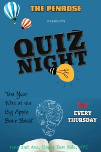 Blue Typographic This Is A Blue-themed Flyer For A Quiz Night Event Pinterest Graphic template