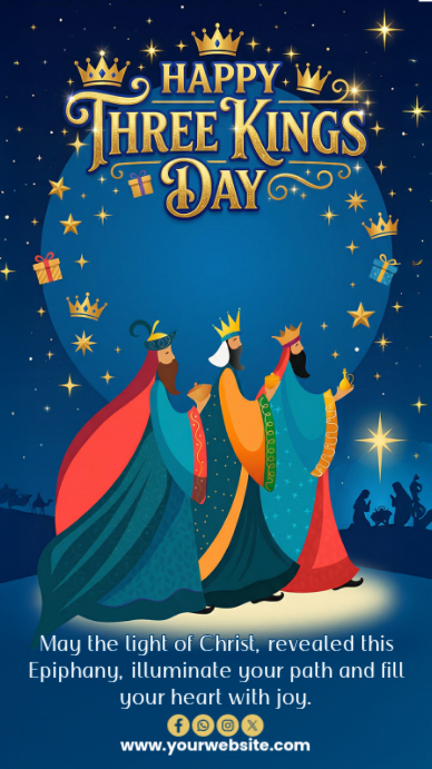 Blue Typographic Three Kings Day Instagram Story Template | PosterMyWall