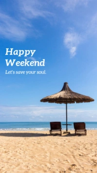 Blue Typographic Weekend Serenity Greeting  Instagram Story template