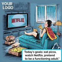 Blue Typography Funny Memes Square (1:1) template