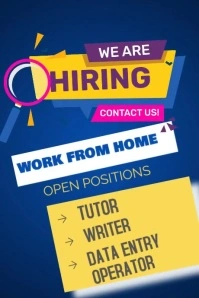 Blue Typography We Are Hiring Poster Template