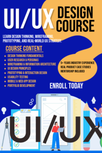 Blue UI/UX Design Course Poster Affiche template