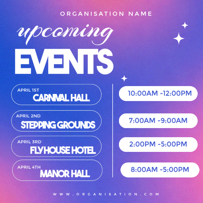 Blue Upcoming Events Instagram Post Template | PosterMyWall