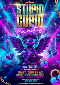 Blue Valentine's Day Party A4 template