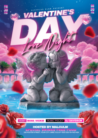 Blue Valentine's Day Party A5 template