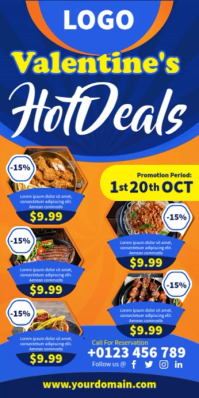 Blue Valentine's Day Promotions Roll Up Banner 3' × 6' Video template