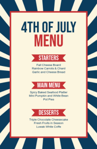 Blue Vintage 4th of July Menu Tabloid 小报 template