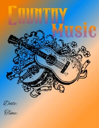 Blue Vintage Country Music  Flyer (us Letter) template