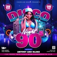 Lila 90s Disco Night Post Instagram Template