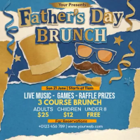 Blue Vintage Father's Day Brunch Square Video Quadrat (1:1) template