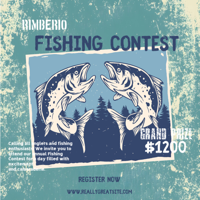 Blue Vintage Fishing Contest Instagram Post template