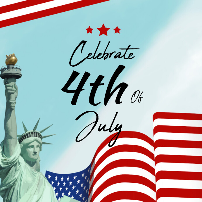 Blue Vintage Fourth Of July  Instagram Post template