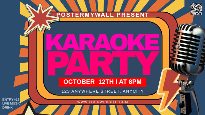 Blue Vintage Karaoke Party Pos Twitter Iphosti le-Twitter template