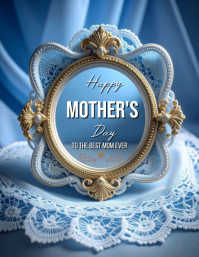 Blue Vintage Mother's Day Flyer Folheto (US Letter) template