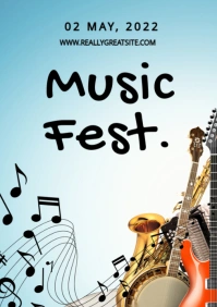 Blue Vintage Music Fest A2 template