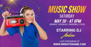 Blue Vintage Music Show Facebook Shared Image template