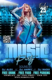 Blue Vintage Party Half Page Wide Halbe Seite breit template