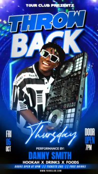 Blue Vintage Throw Back Night Party Video Flyer Instagram Story template
